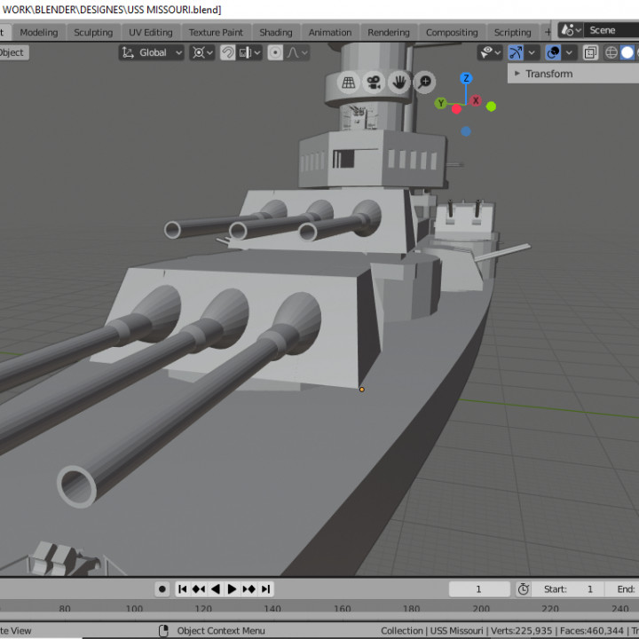 uss missouri navy usa wwii blender battleship iowa 3-d cannons 3rdupload machine-guns anti-aircraft 1ofakind 3D print model - Mito3D