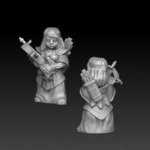 dwarf female warrior crossbow tabletop miniature 3d print model - Mito3D