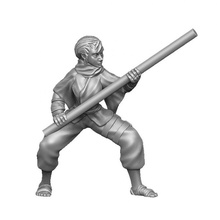 female warrior monk battle staff - supportless model tabletop miniature 3d print model - Mito3D