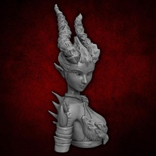 evilette tabletop demon figurine girl zbrush evil dnd buste multi-part demongirl lychee 3d print model - Mito3D