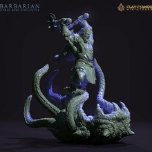 barbaro tavolo ascia combattente guerriero Dungeons and Dragons dnd argilla cianuro personaggio principale 3d print model - Mito3D