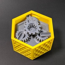 machine canister - two-part version store box container desk gears lock mechanical office organiser stationery gear organizer printinplace latch cogs 3d print model - Mito3D