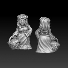halfling female peasant tabletop basket girl woman miniature townsfolk 3d print model - Mito3D