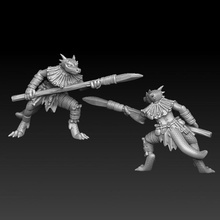 lizard stone spear tabletop bone monster tribal warrior wild kobold 3d print model - Mito3D