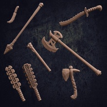 weapon pack 1 tabletop axe dragon dragons dungeons great rpg spear sword tribal club knife miniature weapons trappers minis dnd equipment blowgun ttrpg lodge 3d print model - Mito3D