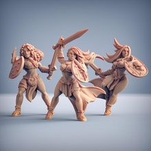 amazone guerriers 3 unités amazones kickstarter table barbare dragons donjons fantaisie femelle mini rpg sauvage miniature jeu guerre dnd tribu ttrpg 3d print model - Mito3D