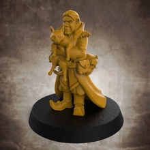 gnomish necromancer gale cat familiar jynx - 32mm scale miniature supports tabletop rpg gnome dungeonsanddragons wargame pathfinder presupported 3d print model - Mito3D