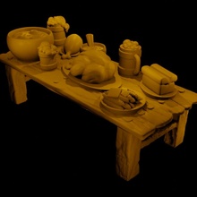 tavern table tabletop bowl desk dinner toy turkey bread dnd ham mugs feast ale 3d print model - Mito3D
