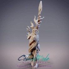 mosbir ciorcal druid pre-supported tabletop human wizard staff mage hermit antlers presupported 3d print model - Mito3D