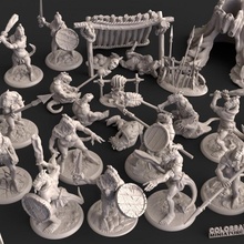 lizardfolk swamp camp mega pack pre-supported tabletop characters creature dragons dungeons fantasy lizard mini miniatures monster rpg colossal d&d 28mm dnd 32mm lizardman & 3d print model - Mito3D