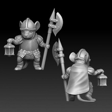 ratón Guardia mesa animal armadura ciudad lámpara guerrero miniatura pueblo glaive aventurero lucio 3d print model - Mito3D