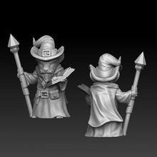mouse wizard tabletop animal miniature staff mage spellbook adventurer 3d print model - Mito3D