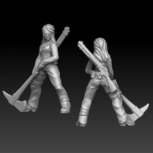 zombie hunter axe tabletop female gun horror miniature apocalypse adventurer survival 3d print model - Mito3D