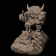 graveling-little devil- safe work edition tabletop devil monster teeth grave horns fu desktoy piss 3d print model - Mito3D