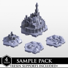 hexton hills free sample pack environment fantasy fdm hexagon modular river roleplay rpg wargaming warhammer resin castle hex volcano fort map wargame catan village town mountain campaign empire dnd scenery crawl guild 3d print model - Mito3D