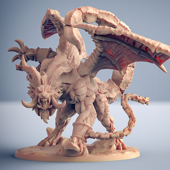 ashen manticore tabletop boss dragon epic mini monster warhammer hunter miniature wargame leon d&d wyvern drake teostra artisan guild gargantuan 3D print model - Mito3D