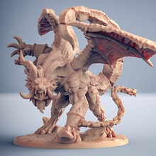 ashen manticore tabletop boss dragon epic mini monster warhammer hunter miniature wargame leon d&d wyvern drake teostra artisan guild gargantuan 3d print model - Mito3D