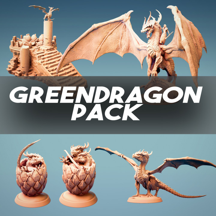 vert dragon pack table impression ancien Seigneur greeen 3D print model - Mito3D