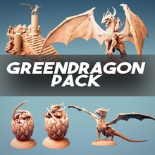 green dragon pack tabletop print ancient lord greeen 3d print model - Mito3D