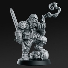 garaldir - dwarf witcher 32mm dnd tabletop dragon monster smoke rings hunter pipe eart middle rnestudio 3d print model - Mito3D