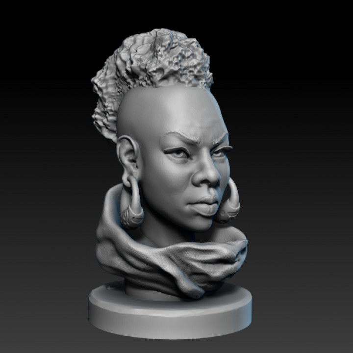 donna testa puntello scolpire bellezza afro 3D print model - Mito3D