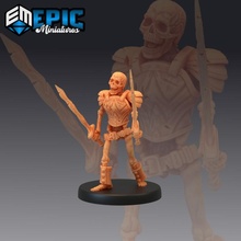 iskelet Ordu çift kılıç savaşçı dövüşçü asker masaüstü kemik fantezi Ortaçağa ait canavar rpg ölümsüz Warhammer minyatür sla düşman zindan 3d print model - Mito3D