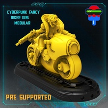 cyberpunk fantasia ragazza motociclista modulare tavolo 3d print model - Mito3D