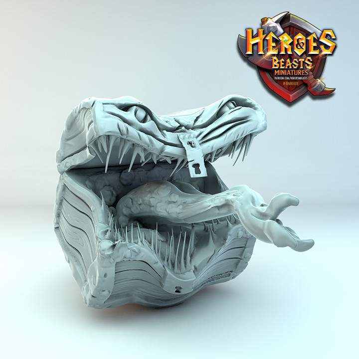 mimic - chest version tabletop monster creatures dnd crate 3D print model - Mito3D