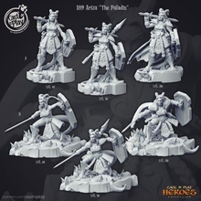 ariza paladin pre-supported tabletop characters cute epic female hero shield sword character pc cast heroine playable tiefling castnplay tieflings 3d print model - Mito3D