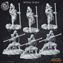kiroda monk pre-supported tabletop dragons dungeons female fighter hero orc miniature heroes cast heroine castnplay pcs 3d print model - Mito3D