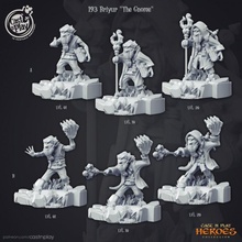 briyur gnome pre-supported tabletop dragons dungeons hero magician small wizard magic caster dwarf halfling spells pcs 3d print model - Mito3D
