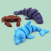 sea bundle 2 store animal cute dolphin articulated flexi crab krabby manatee 3d print model - Mito3D