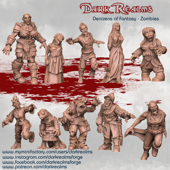 denizens fantasy - zombie townsfolk tabletop minis zombies d&d 3D print model - Mito3D