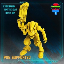 cyberpunk battle suit rifle tabletop robot necromunda mecha bot cyborg cyberpunkred armsuit 3d print model - Mito3D