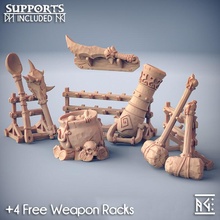 weapons loot & racks ogre marauders tabletop dragons dungeons mini miniatures orc spoon warhammer blade hammer cannon wargame dnd maul pathfinder cauldron ttrpg artisan guild 3d print model - Mito3D