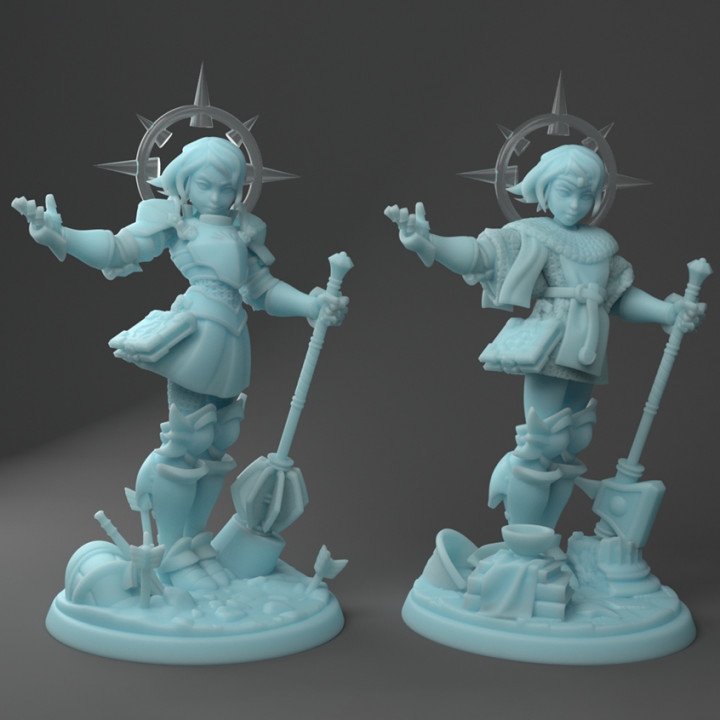 joanna cleric tabletop female girl knight woman hammer holy mace paladin young 3D print model - Mito3D