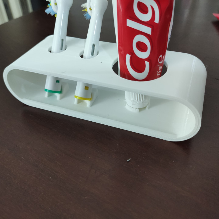 oral b doble estante soporte baño diente cepillo dientes limpiar pasta dental pegar B toth 3D print model - Mito3D