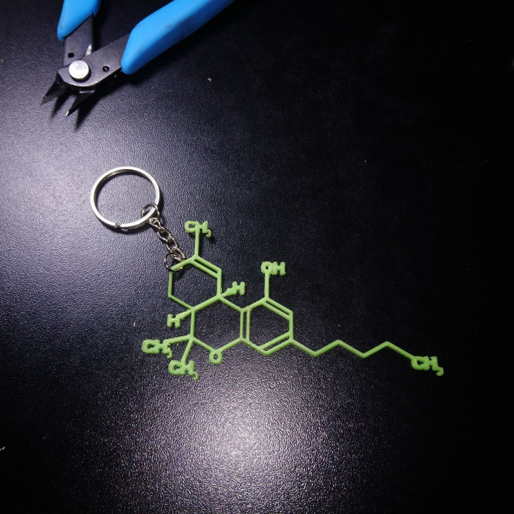thc molecola solido portachiavi collana droghe tinkercad gingillo 3D print model - Mito3D