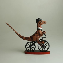 gentleman raptor riding bike toys & games dinosaur funny 3d print model - Mito3D