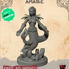 amabie gratis 3d modelo presupuesto personal mesa criatura fantasía Japón miniatura Asia sirena minis dnd 3d print model - Mito3D
