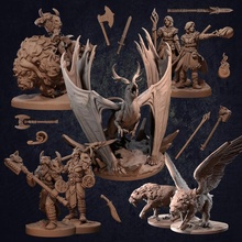 ice tyrant trapper pack - presupported tabletop barbarian cat cold dragon dragons dungeons epic lion viking character snow mage trappers druid sabertooth antlers lodge poss tundra 3d print model - Mito3D