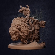 vaultamir hogarth - presupported tabletop barbarian cold dragon dragons dungeons fighter hero mini mount viking winter miniature ice trappers mounted ox musk lodge yak tundra 3d print model - Mito3D