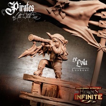 lil' lola lookout tabletop epic fantasy mini model pirate rpg miniature boardgame base role captain wargame d&d pirates 3d print model - Mito3D