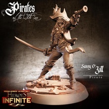 sassy o' jill tabletop epic fantasy mini model pirate rpg miniature boardgame base role captain wargame d&d pirates freebooter 3d print model - Mito3D