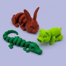 articulated bundle 3 store animal cute pig rabbit bunny piggy alligator crocodrile 3d print model - Mito3D