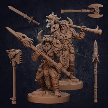 vaultamir viking barbarian - presupported tabletop bear dragon dragons dungeons fighter hero human mini spear warrior character miniature male trappers dnd ax lodge tundra 3d print model - Mito3D