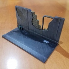 broken wall street scene game terrain tabletop cyberpunk urban 3d print model - Mito3D