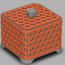 quadrado hex caixa recipiente decoração hexágono tampa esconder montado davemoneysign 3d print model - Mito3D