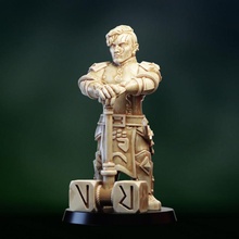 nain guerrier fille gros marteau table dragons donjons fantaisie figure héros rpg miniature PNJ 3d print model - Mito3D