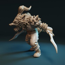 wolf fighter store animal fantasy warrior dualwield 3d print model - Mito3D